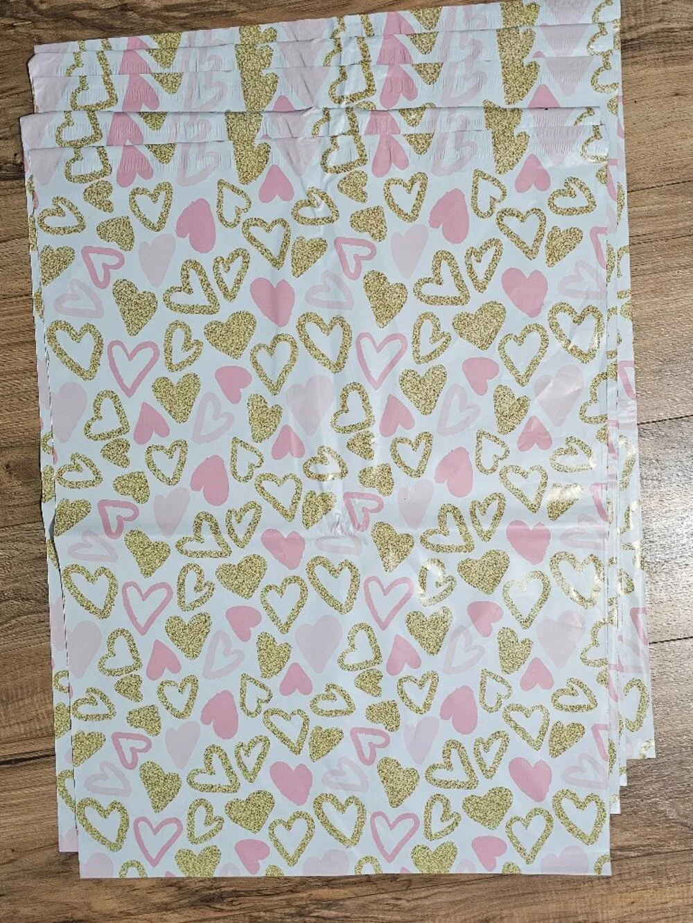 Pink & Gold Heart Shipping Bundle Poly Mailers Stickers Bags